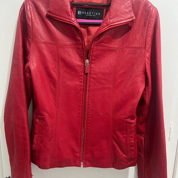Kenneth Cole Reaction Red Leather Jacket size XS - Picture 2 of 12